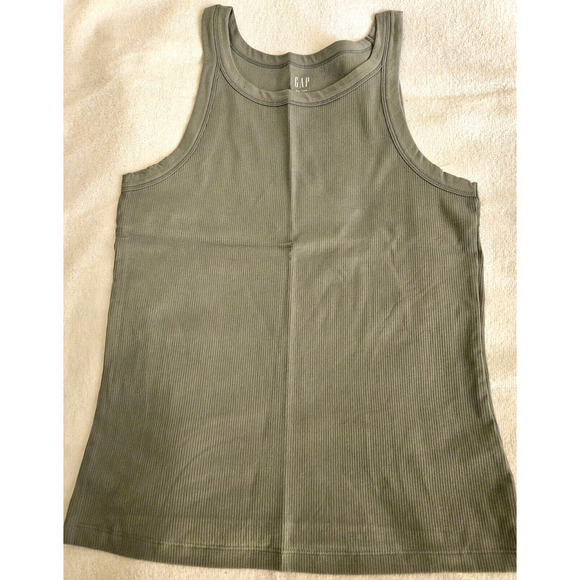 Gap Rib Halter Tank Top Sleeveless Woman's Sage Green Size Large NWT - Picture 2 of 11